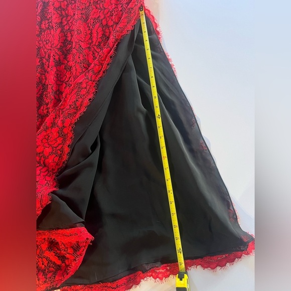 Diane von Furstenburg Vamp red black lace maxi sheer inset dress 8 whimsigoth - Picture 12 of 15